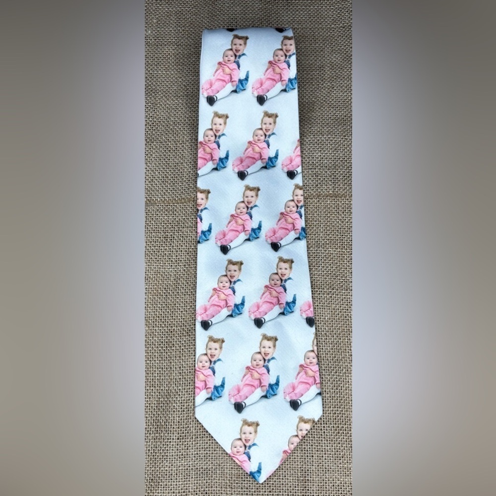 Vintage Children Motif Photo Necktie Tie Pop Art Tacky Funny Hipster Weird Twee